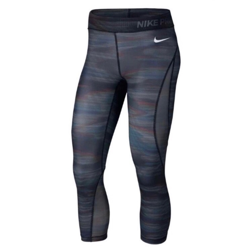 Nike Pro HyperCool Rainbow Stripe Wind Wrap Capri Cropped Athletic Leggings